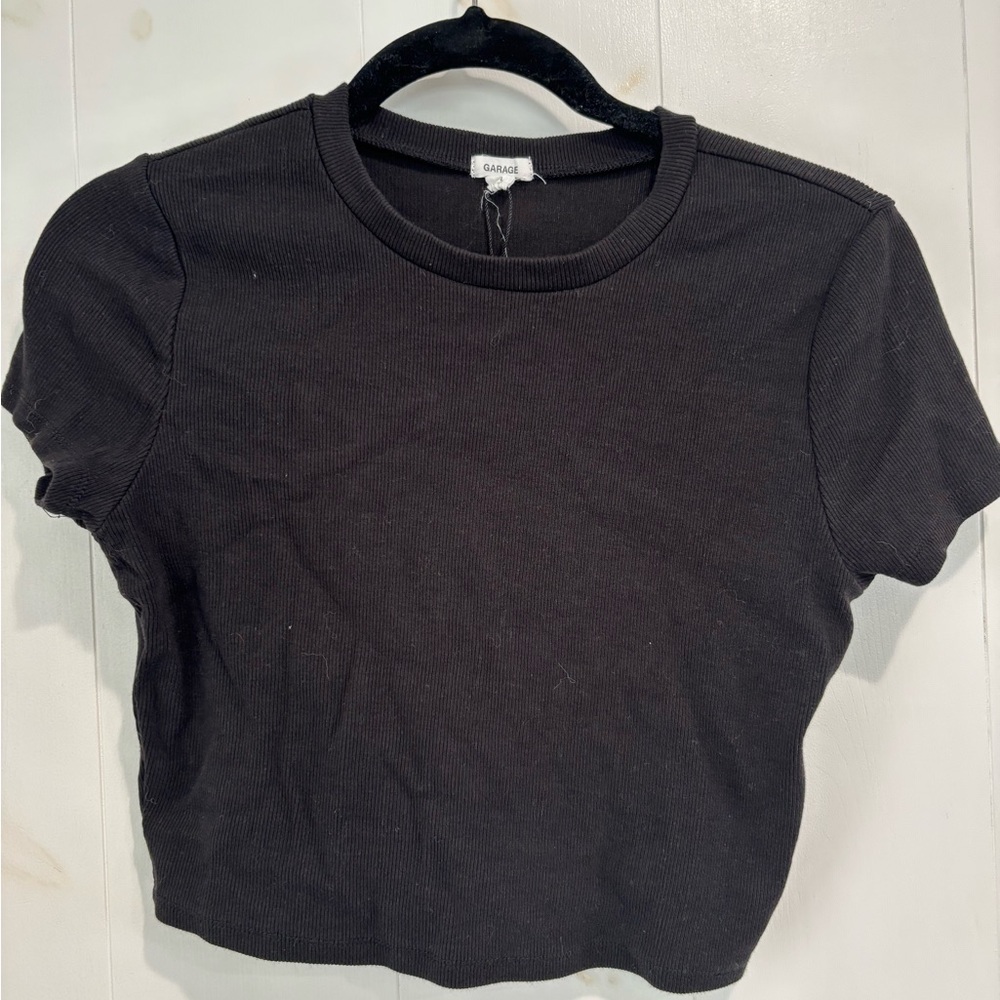 Garage Black Fitted Crop Top